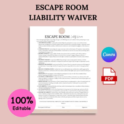 Escape Room Liability Waiver
