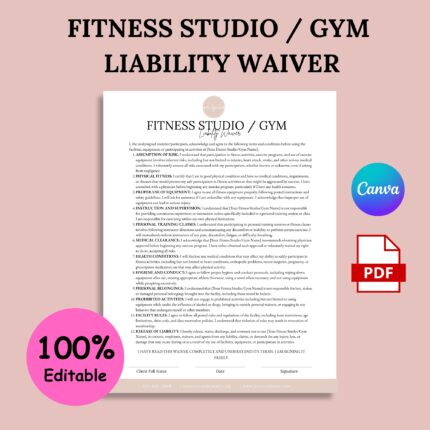 Fitness Studio Gym Liability Waiver