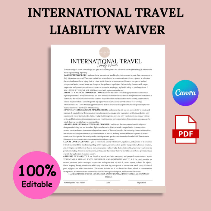 INTERNATIONAL TRAVEL Liability Waiver