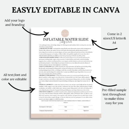 Inflatable Water Slide Liability Waiver