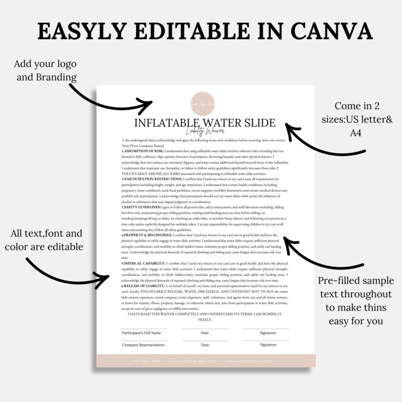 Inflatable Water Slide Liability Waiver