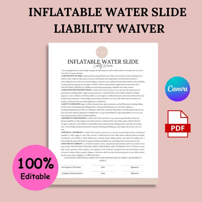 Inflatable Water Slide Liability Waiver