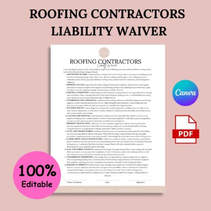 Roofing Contractors Liability Waiver