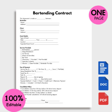 Bartending Contract