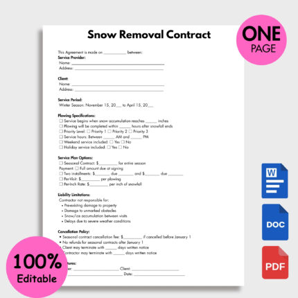 Snow Removal Contract