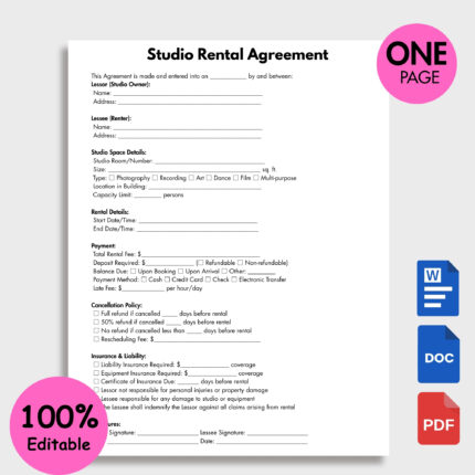 Studio Rental Agreement