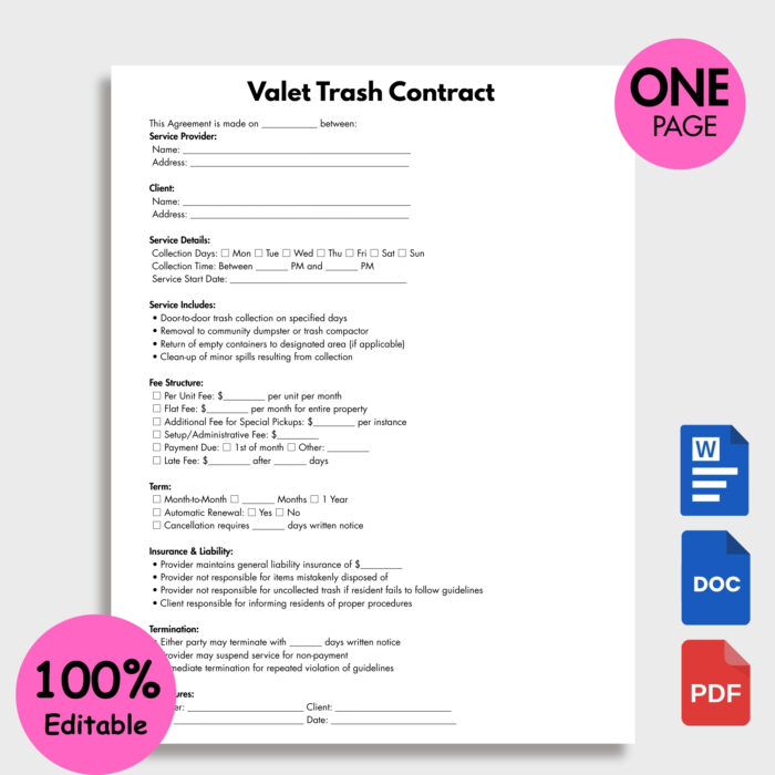 Valet Trash Contract